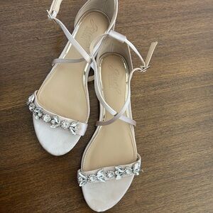 Badgley Mischka Embellished Pale Pink Ankle-Strap Sandals